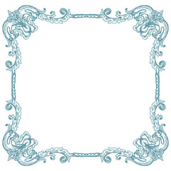 PNG transparent square decorative frame in Baroque Victorian vintage retro style	
