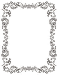 PNG transparent vertical decorative frame in Baroque Victorian vintage retro style - 532779349