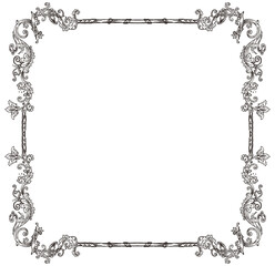 PNG transparent square decorative frame in Baroque Victorian vintage retro style	