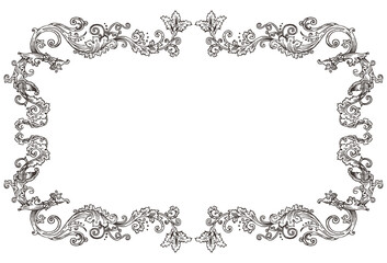 PNG transparent horizontal decorative frame in Baroque Victorian vintage retro style - 532779386