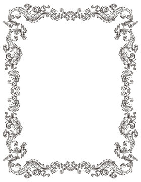 PNG transparent vertical decorative frame in Baroque Victorian vintage retro style