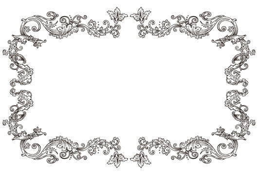 PNG transparent horizontal decorative frame in Baroque Victorian vintage retro style