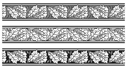 PNG transparent set of vintage seamless patterns of oak tree leaves and acorns
- 532779540