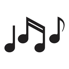 Musical notes vector icon, white background.