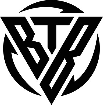 BTB letter logo with the triangle style design