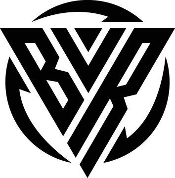BVR letter logo with the triangle style design