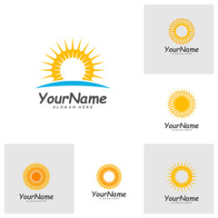Set of Sun logo design template, Creative Sun logo vector, Simple icon symbol
