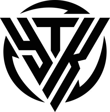 YTK letter logo with the triangle style design