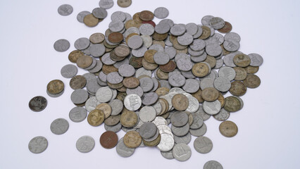 Pile of money (indian coin ) isolated on white background. Pile of Indian coins