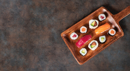 maki sushi board with copy space