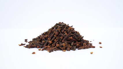 Spice cloves on white background. dried organic clove