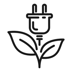 Eco plug and leaf line icon. Zero emission concept illustration
