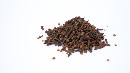 Spice cloves on white background. dried organic clove