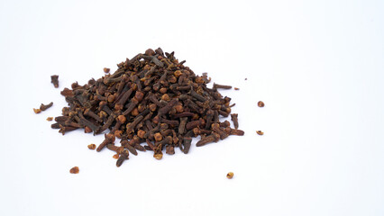 Spice cloves on white background. dried organic clove