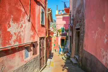 Idyllic Lerici street in Cinque Terre, Liguria, Italy