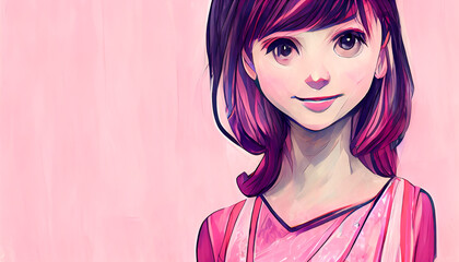 A schoolgirl girl in anime style. Generative AI