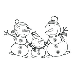 Funny snow family, winter clipart