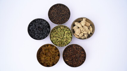 Indian Home Spices or called Masala or Masale. Set of colorful and healthy indian spices.  Indian Spices