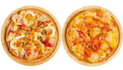 2 types of pizza: assorty, meat, Pizza for your menu, pizza mockup, isolated pizza
