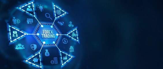 Internet, business, Technology and network concept. FOREX TRADING, new business concept. 3d illustration.