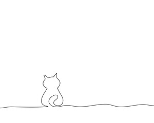 Fototapeta na wymiar Continue line drawing of cat