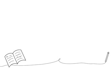 Line drawing of book and pencil