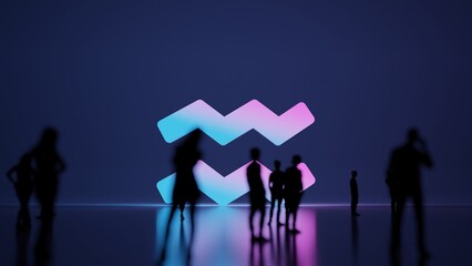 3d rendering people in front of symbol of Aquarius zodiac on background