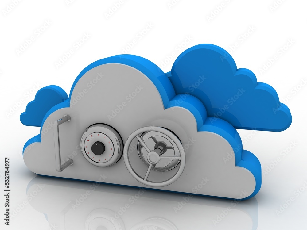 Poster 3d rendering cloud computing, security