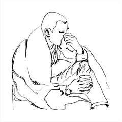 Hand drawn illustration of a cold person. Perfect for design elements, graphic images and wall decorations