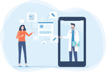  illustration design for technology online healthcare with smartphone concept	
