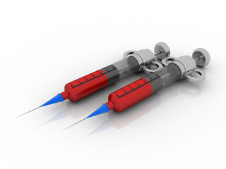 3D illustration Syringe with needle 