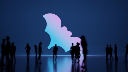 3d rendering people in front of symbol of bat on background