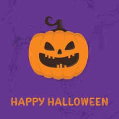 Halloween card with funny pumpkin. Vector illustration