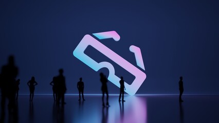 3d rendering people in front of symbol of cinema 3d glasses on background
