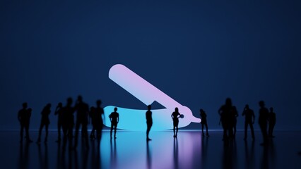 3d rendering people in front of symbol of classic razor on background