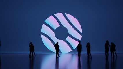 3d rendering people in front of symbol of donut on background