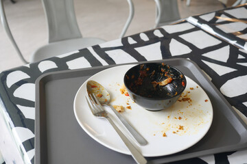 Empty plate after eating on table 