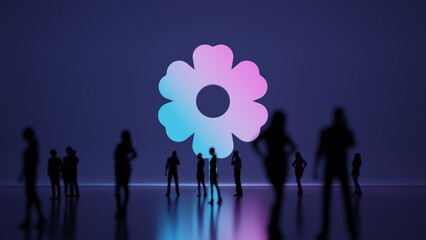 3d rendering people in front of symbol of flower on background