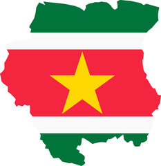 Suriname map city color of country flag.