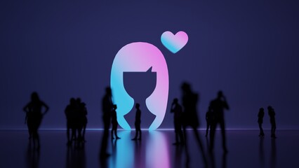 3d rendering people in front of symbol of girl in love on background