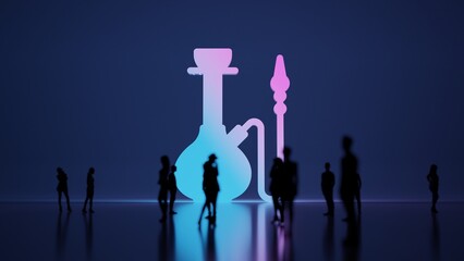 3d rendering people in front of symbol of hookah on background