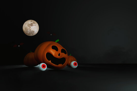 happy halloween day banner backgroun for greeting card, banner, poster, blog, article, social media, marketing. 3D illustration