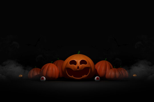 happy halloween day banner backgroun for greeting card, banner, poster, blog, article, social media, marketing. 3D illustration