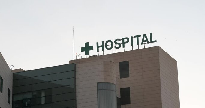 HOSPITAL sign in letters on the outside