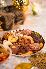 Decorated Christmas table with sweets