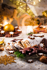 Decorated Christmas table with sweets