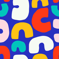 Abstract simple pattern with hand drawn shapes. Modern figures texture. Multi-colored background
