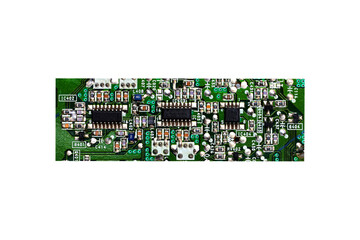Electronic circuit board close up.