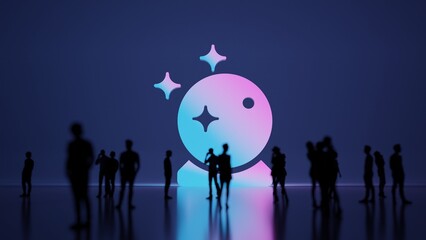 3d rendering people in front of symbol of magic ball on background