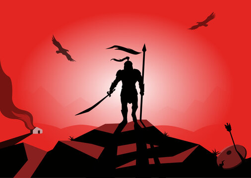 Last hero. Illustration. Asian warrior. Nomad.